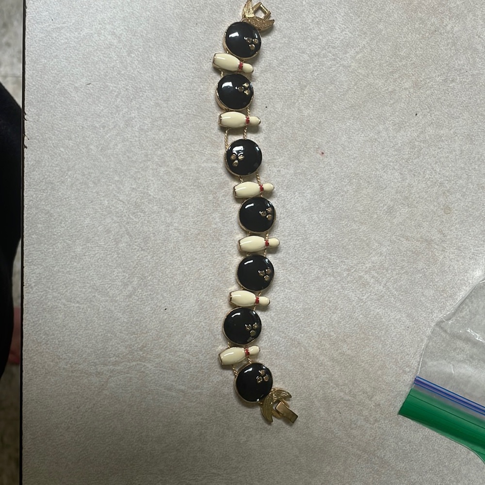 Vintage Gold tone bowling pin and ball bracelet